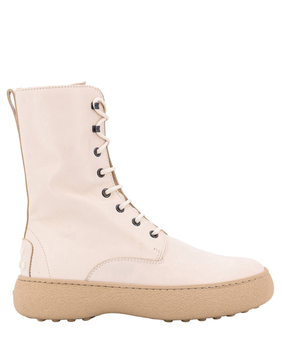 Shop Tod's Lace-up Boots In White