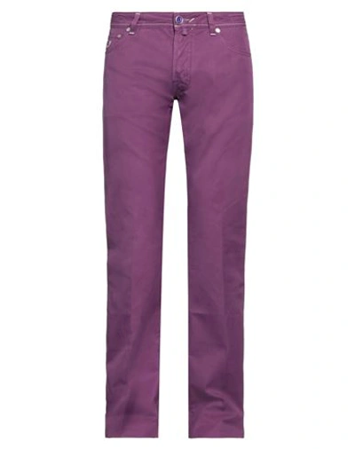 Shop Jacob Cohёn Man Pants Deep Purple Size 34 Cotton