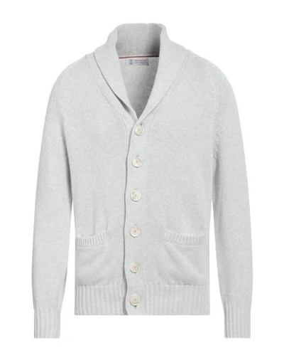 Shop Brunello Cucinelli Man Cardigan Light Grey Size 42 Cotton