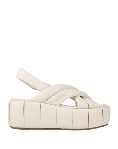 Shop Themoirè Woman Sandals Cream Size 9 Textile Fibers In White