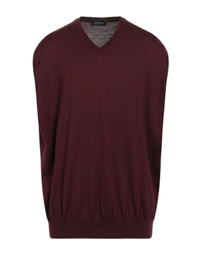 Shop Drumohr Man Sweater Burgundy Size 38 Merino Wool In Red
