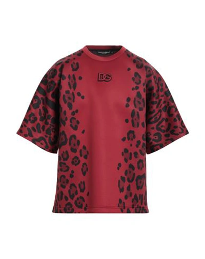 Shop Dolce & Gabbana Man T-shirt Brick Red Size 40 Polyester, Pvc - Polyvinyl Chloride