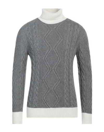 Mqj Man Turtleneck Grey Size 38 Polyamide, Wool, Viscose, Cashmere In Grey