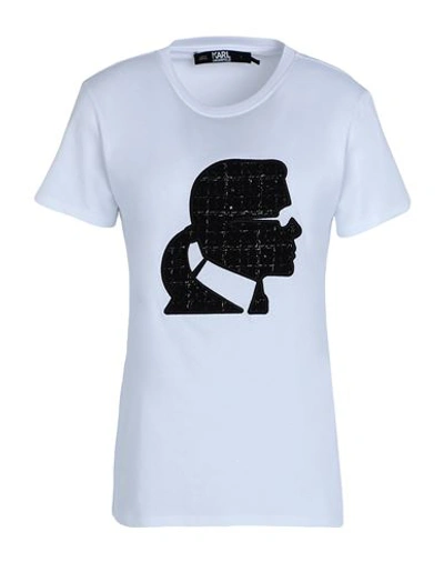 Shop Karl Lagerfeld Woman T-shirt White Size L Organic Cotton