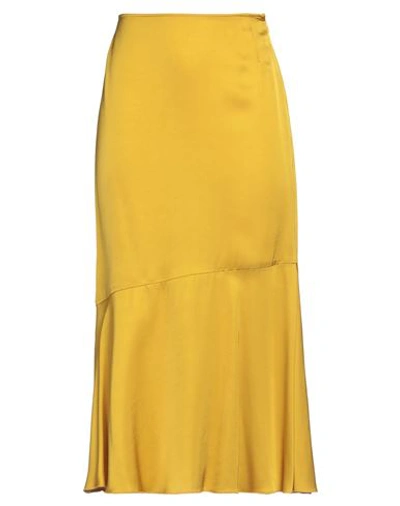 Shop Dries Van Noten Woman Midi Skirt Ocher Size 4 Viscose In Yellow