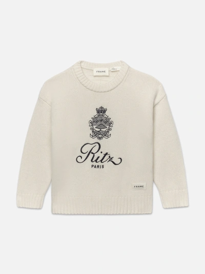 Shop Frame Ritz Kids' Cashmere Sweater In White