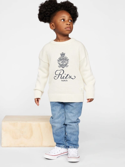 Shop Frame Ritz Kids' Cashmere Sweater In White