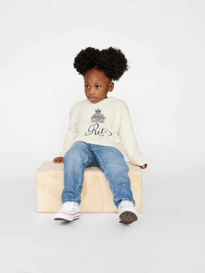 Shop Frame Ritz Kids' Cashmere Sweater In White