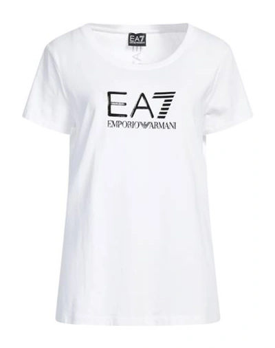 Shop Ea7 Woman T-shirt Off White Size Xxl Cotton, Elastane