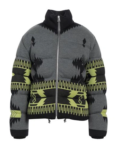 Alanui Icon Jacquard Wool Down Jacket In Grey