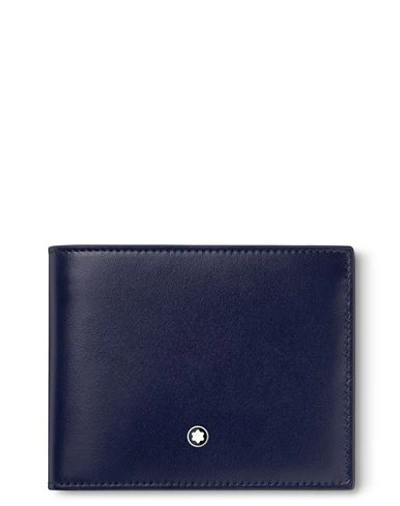 Shop Montblanc Man Wallet Navy Blue Size - Leather