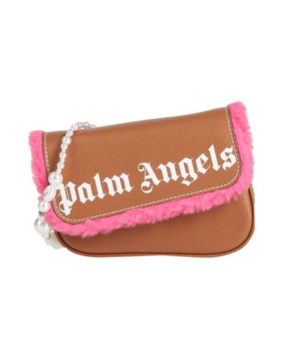 Shop Palm Angels Woman Cross-body Bag Tan Size - Soft Leather, Textile Fibers In Brown
