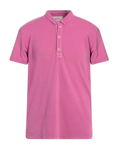 Shop Mauro Grifoni Grifoni Man Polo Shirt Fuchsia Size L Cotton, Polyester In Pink