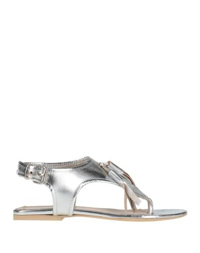 Shop Lea-gu Woman Thong Sandal Silver Size 7 Calfskin
