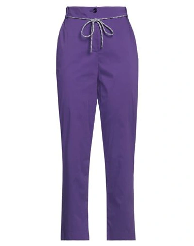 Shop Patrizia Pepe Woman Pants Purple Size 8 Cotton, Polyamide, Elastane
