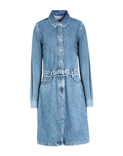Shop Karl Lagerfeld Jeans Woman Mini Dress Blue Size L Organic Cotton