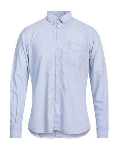 Shop Ploumanac'h Man Shirt Azure Size 15 ¾ Cotton In Blue