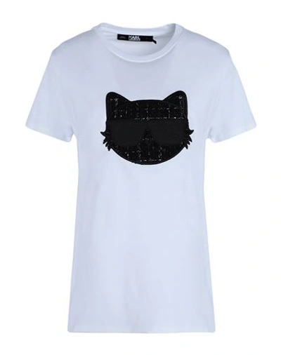 Shop Karl Lagerfeld Woman T-shirt White Size L Organic Cotton