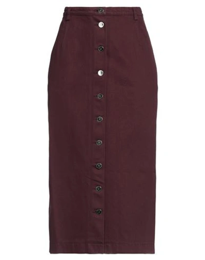Shop Raf Simons Woman Denim Skirt Burgundy Size 6 Cotton In Red