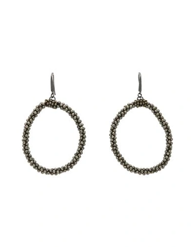 Shop Brunello Cucinelli Woman Earrings Grey Size - Pyrite, 925/1000 Silver