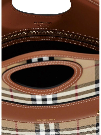 Shop Burberry 'pocket' Mini Handbag In Brown