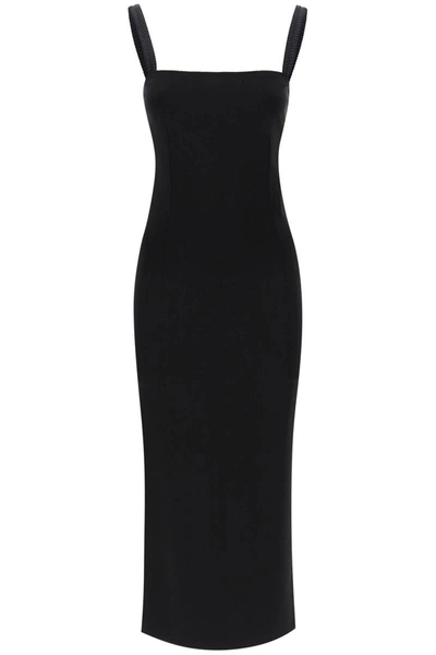 Shop Dolce & Gabbana Midi Sheath Dress In Milano Stitch Jersey In Black