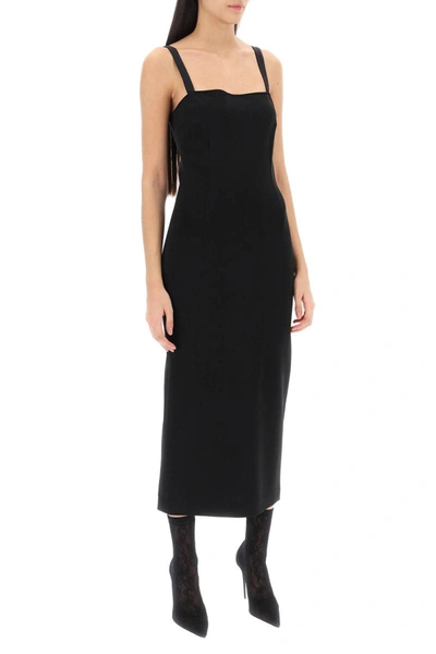 Shop Dolce & Gabbana Midi Sheath Dress In Milano Stitch Jersey In Black