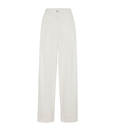 Shop Brunello Cucinelli Cotton-linen Tailored Trousers In White