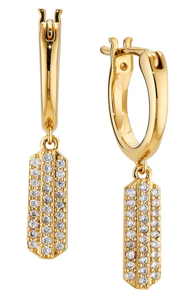 Shop Ajoa Wythe Pavé Drop Huggie Hoop Earrings In Gold