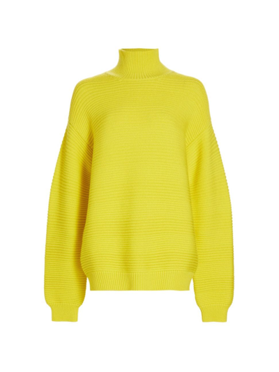 Shop Brandon Maxwell Women's Garter Stitch Turtleneck Sweater In Yellow