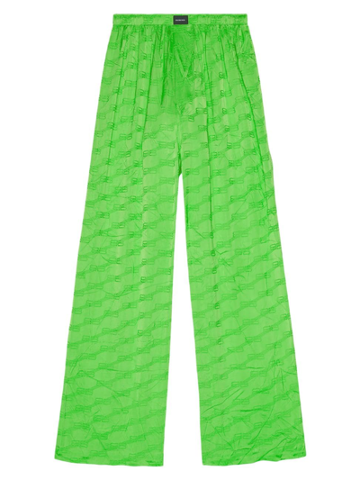 Shop Balenciaga Women's Bb Monogram Pyjama Pants In Green