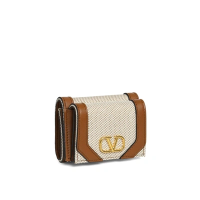 Shop Valentino Logo Leather Wallet In Brown