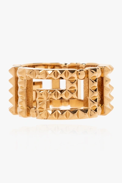 Shop Versace Gold Greca Ring In New