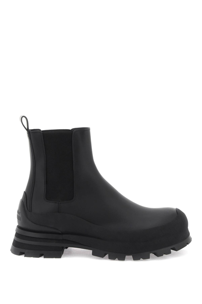 Shop Alexander Mcqueen Leather Chelsea Ankle Boots In Black