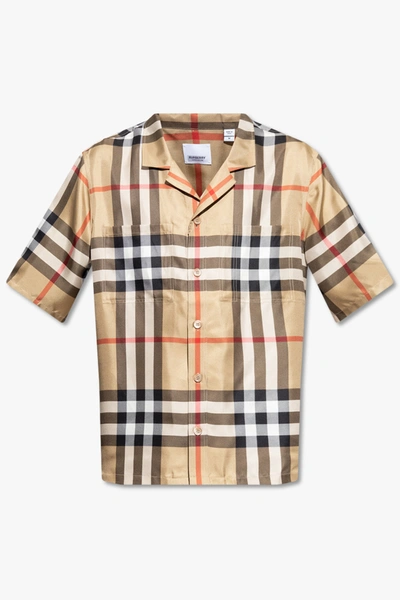 Shop Burberry Beige ‘reepham' Silk Shirt In New