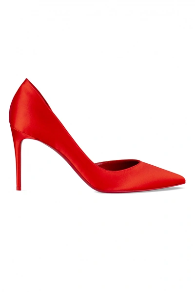 Shop Christian Louboutin Luxury Women's Shoes    Iriza 85 Red Satin Pumps
