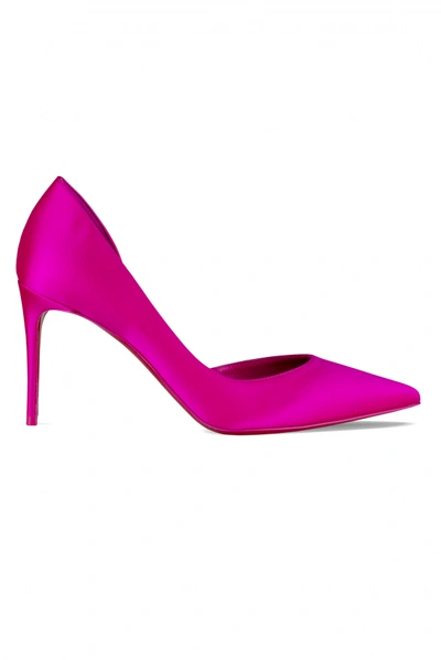 Shop Christian Louboutin Luxury Women's Shoes    Iriza 85 Pink Satin Pumps