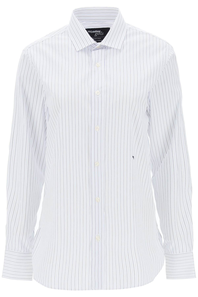 Shop Homme Girls Striped Poplin Shirt In White