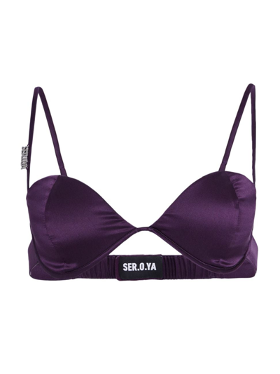 Shop Ser.o.ya Women's Monet Silk Bra Top In Eggplant