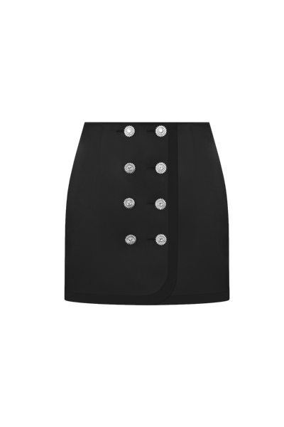 Shop Keburia Zircon Button Mini Skirt In Black