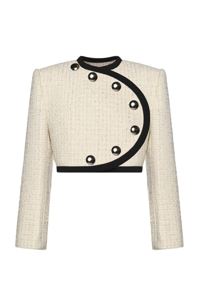 Shop Keburia Tweed Asymmetric Jacket In White