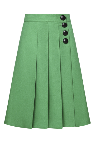 Shop Keburia Pleated Midi Skirt In Green