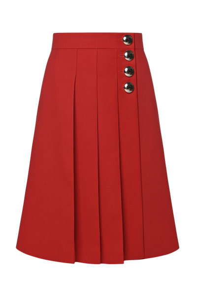 Shop Keburia Pleated Midi Skirt In Red