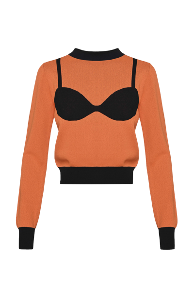 Shop Keburia Knit Bra Sweater In Orange