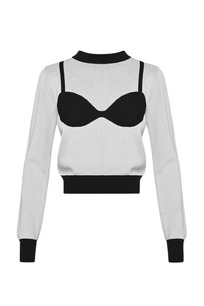 Shop Keburia Knit Bra Sweater In White