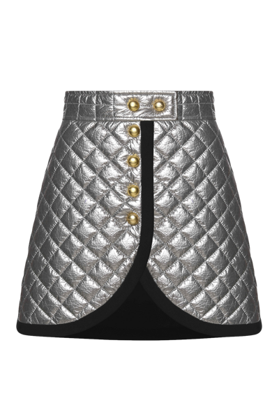 Shop Keburia Diamond Quilted Mini Skirt In Silver