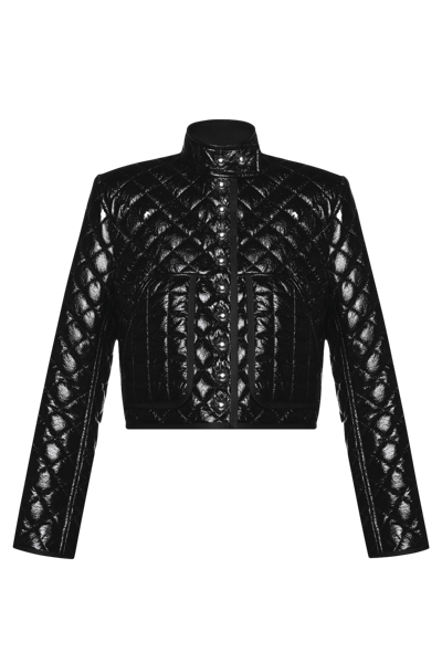 Shop Keburia Diamond Quilted Biker Jacket In Black