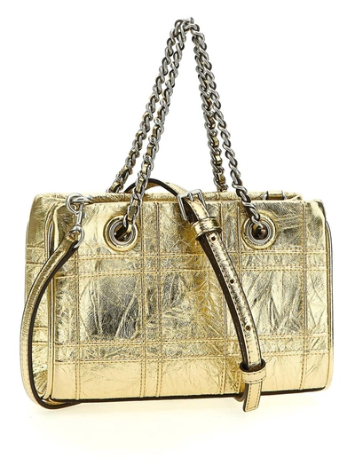 Shop Tory Burch 'fleming Soft Metallic Quilt Mini' Handbag In Gold