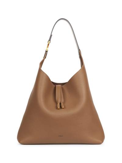 Shop Chloé Women's Marcie Leather Hobo Bag In Dark Nut
