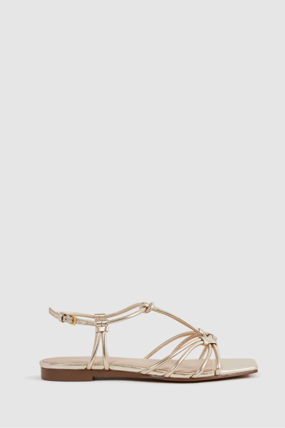 Shop Reiss Iris - Gold Metallic Knot Detail Sandals, Uk 8 Eu 41